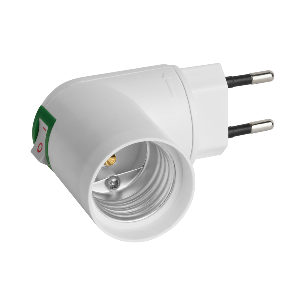 фитосветильник под лампу с цоколем е27 для растений эра fito holder с проводом и выключателем цвет белый Переходник розеточный для ламп Е27 Düwi IP20 угловой (24639 8)