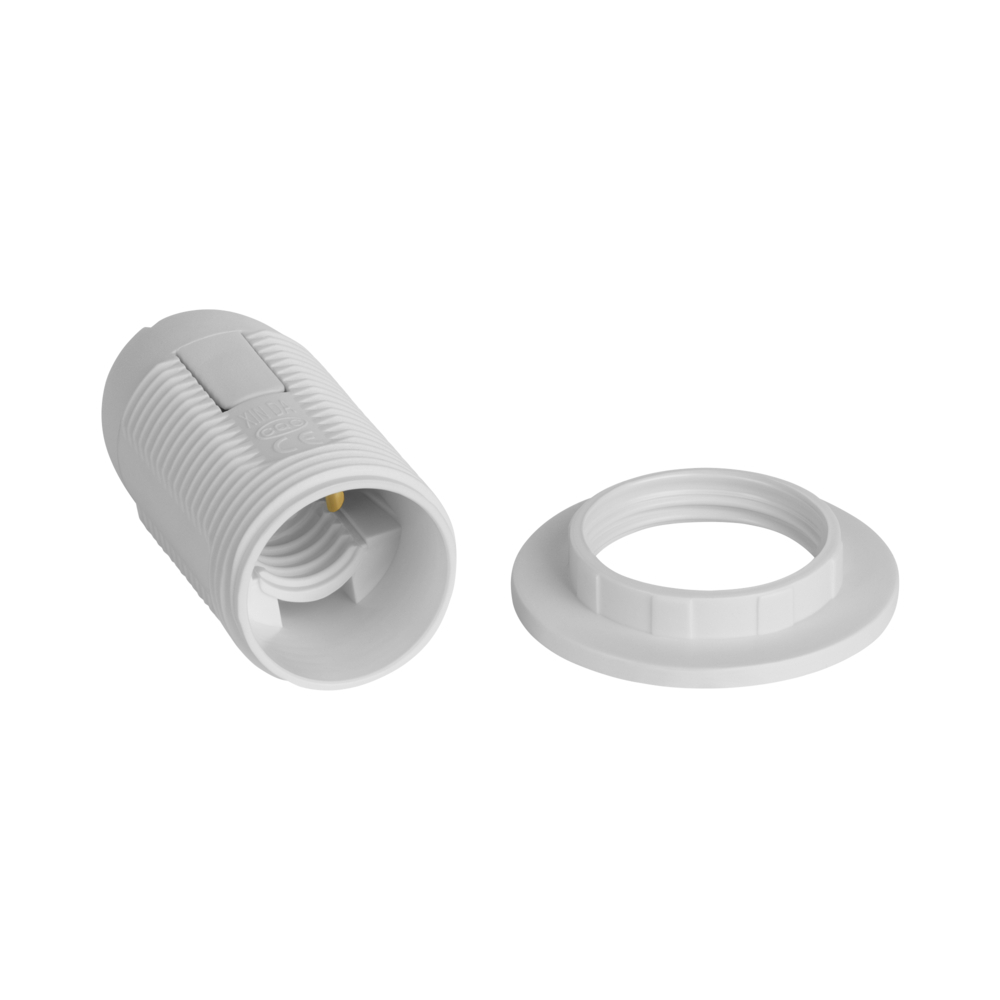фото Патрон для лампы е14 düwi термостойкий пластик 60 вт ip20 с кольцом белый (24622 0)