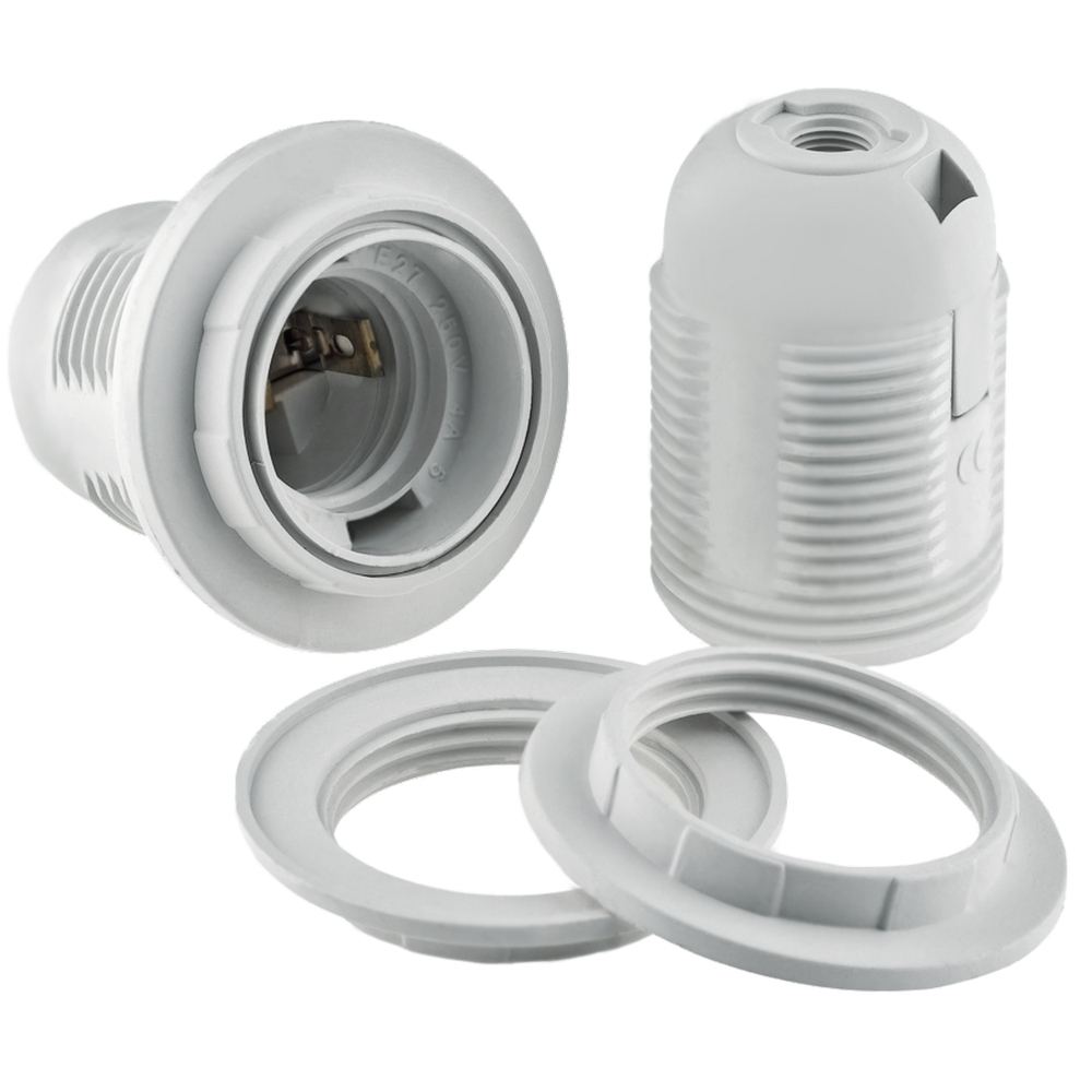 Патрон для лампы Е27 Düwi ПВХ 60 Вт IP20 люстровый с кольцом белый (24532 2) патрон для лампы е14 düwi термостойкий пластик 60 вт ip20 с кольцом белый 24622 0