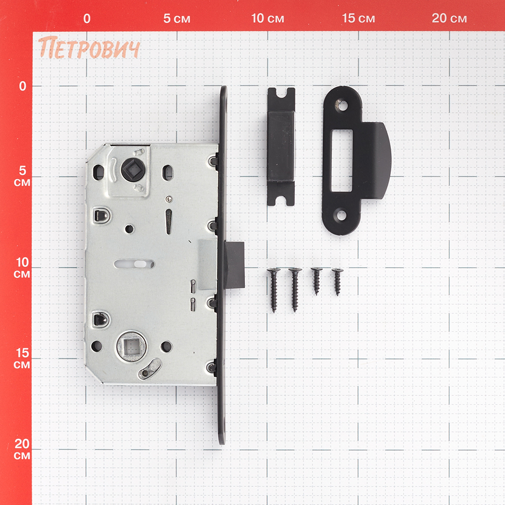 Замок врезной для межкомнатной двери Fuaro Plastic P96WC-50 под фиксатор черный Вид№2