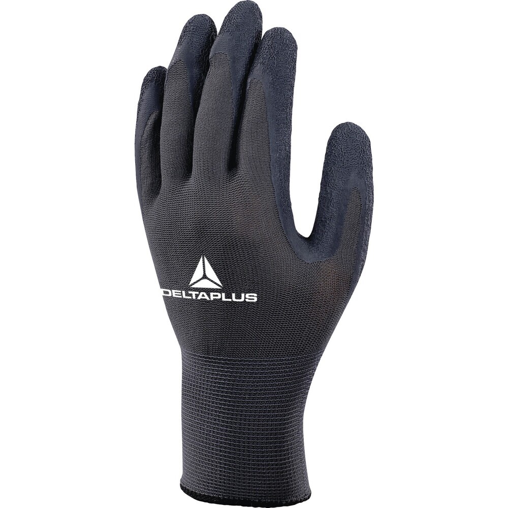Перчатки полиэстеровые 13 нитей с латексным обливом тактильные Delta Plus VE630 черные 10 (XL) перчатки трикотажные с латексным обливом 5 пар