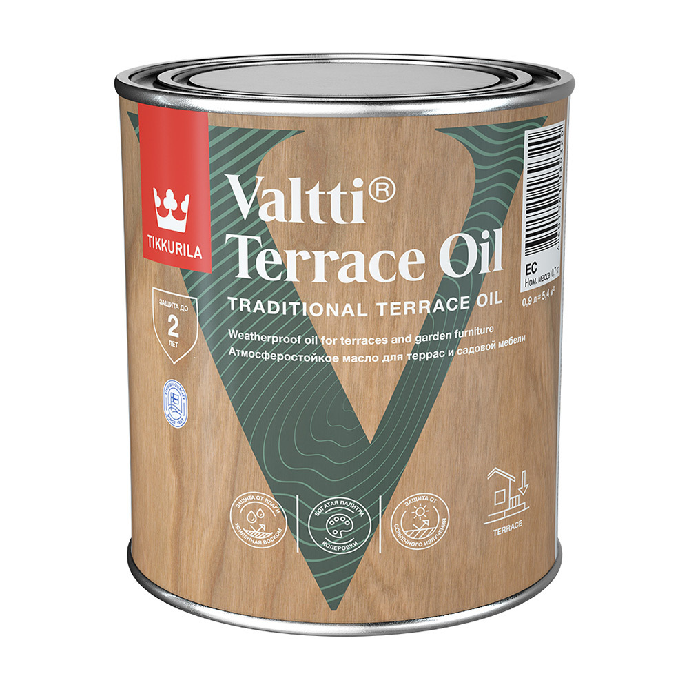 Масло Tikkurila Valtti Terrace Oil для террас основа EC 0,9 л масло для террас tikkurila valtti terrace oil ec 0 9л бесцветное арт 700010363