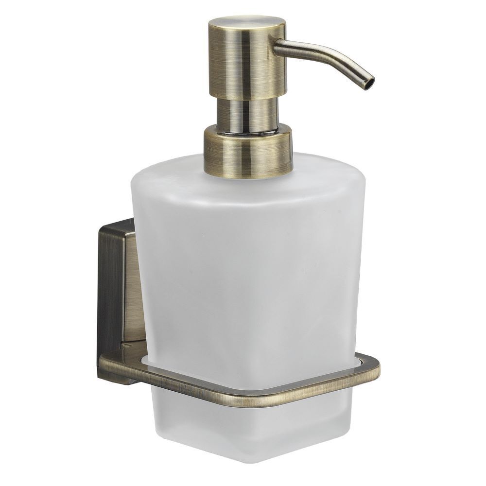 Дозатор для мыла WasserKraft Exter с держателем стекло матовый/металл светлая бронза (K-5299)