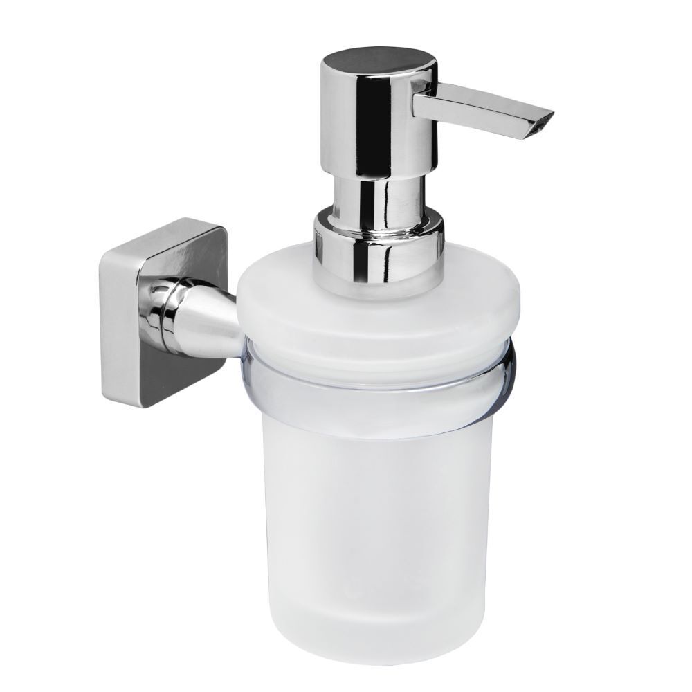 Дозатор для мыла WasserKraft Lippe с держателем стекло матовый/металл хром (K-6599) дозатор для мыла wasserkraft isen с держателем стекло матовый металл хром k 4099