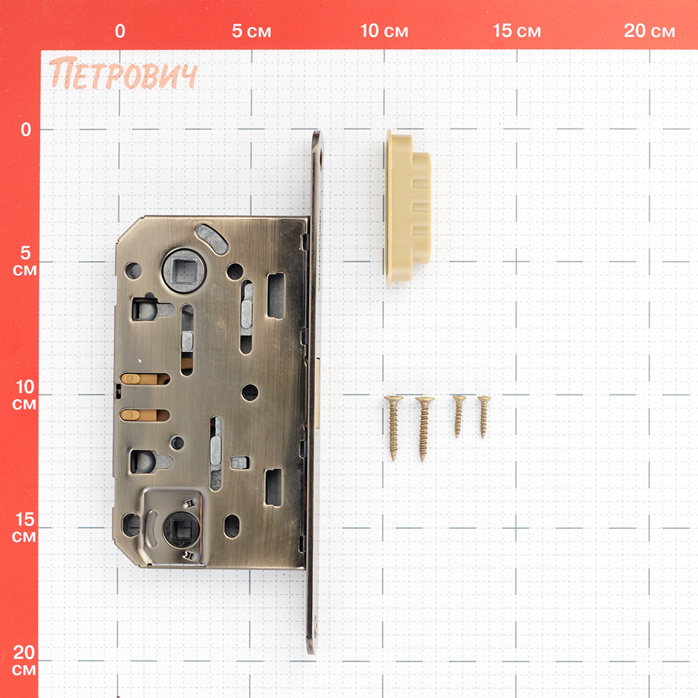Замок врезной для межкомнатной двери Palladium 600-M AB под фиксатор античная бронза Вид№2