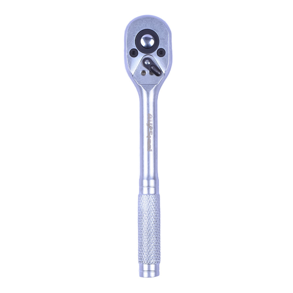 Ключ-трещотка AV Steel 1/4х155 мм 45 зубцов с рифленой рукояткой ключ трещотка под биты av steel 1 4х85 мм 72 зубца с двухкомпонентной рукояткой