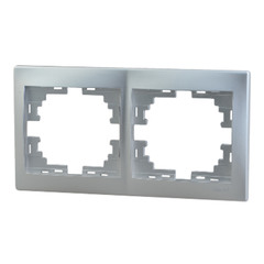 Рамка Lezard MIRA 701-1000-147 двухместная горизонтальная металл серый