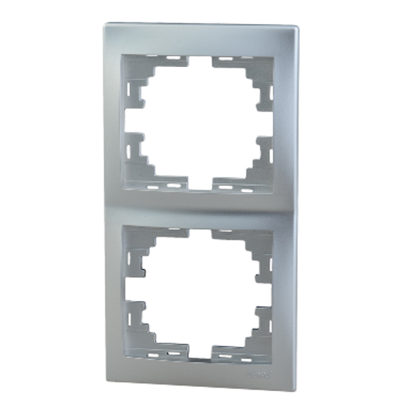 Рамка Lezard MIRA 701-1000-152 двухместная вертикальная металл серый