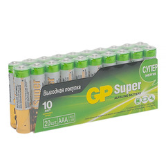 Батарейка GP Batteries Super (GP 24A-2CRVS20) AAA мизинчиковая LR03 1,5 В (20 шт.)