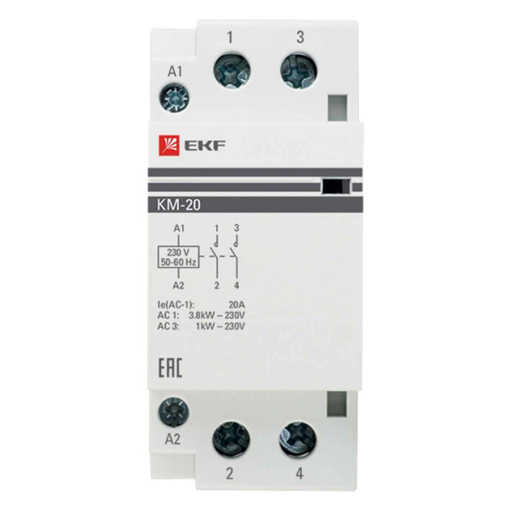 фото Контактор модульный ekf proxima км (km-3-16-22) 230-240 в 16 а тип ac 2но+2нз