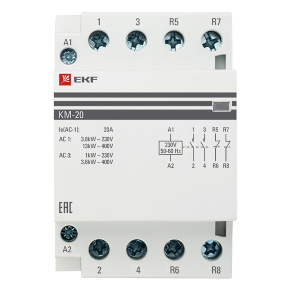 фото Контактор модульный ekf proxima км (km-2-32-11) 230-240 в 32 а тип ac но+нз