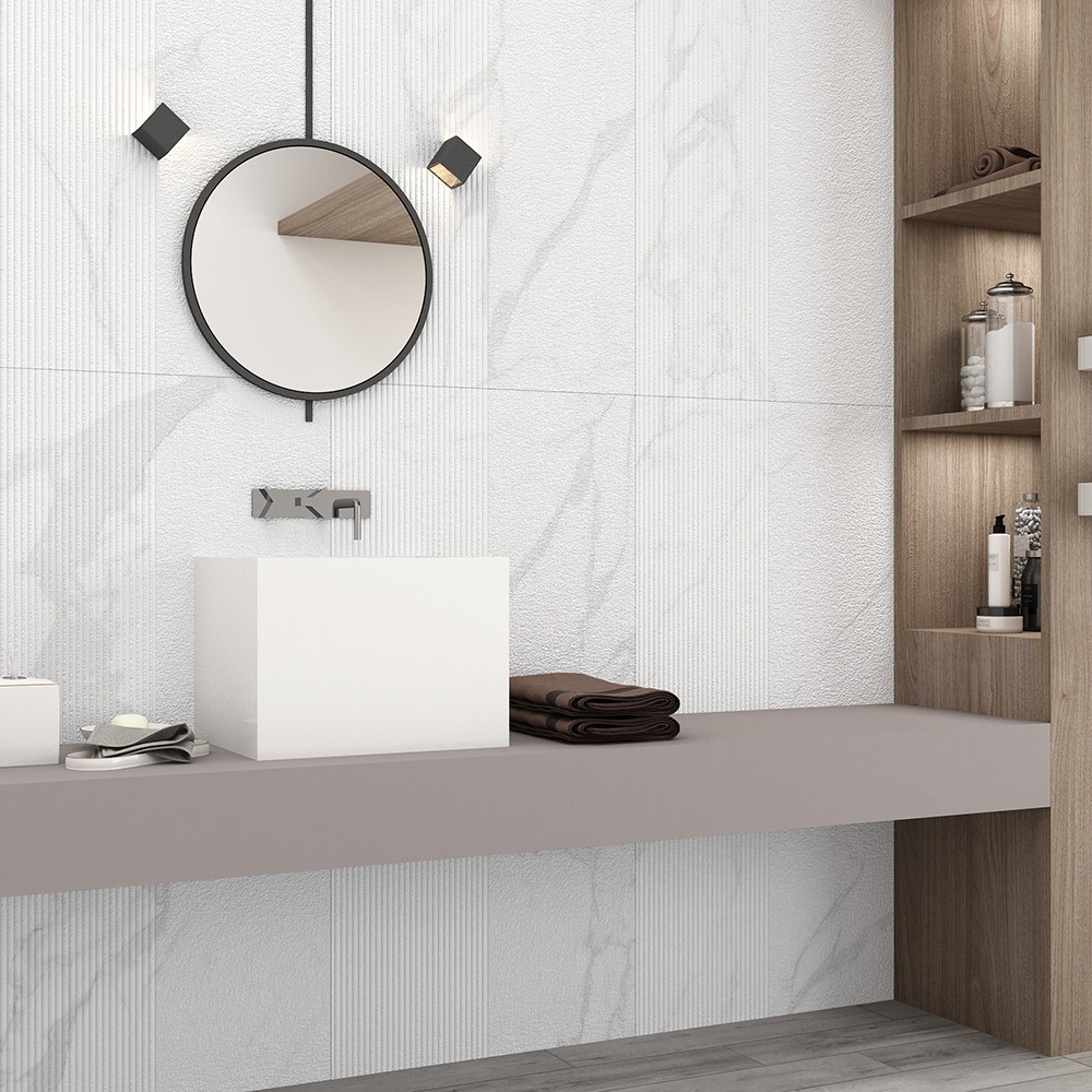 фото Керамогранит lavelly marble relief белый матовый 1200х600х8,5 мм (2 шт.=1,44 кв.м)
