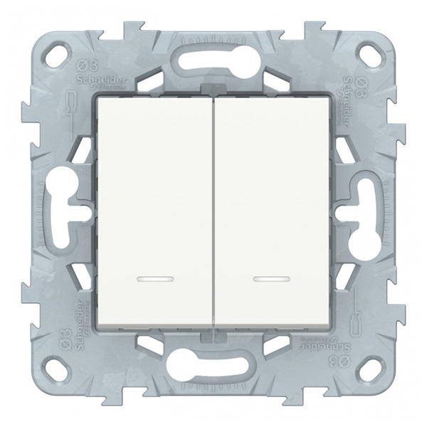 фото Выключатель schneider electric unica new nu521118n двухклавишный скрытая установка белый с подсветкой