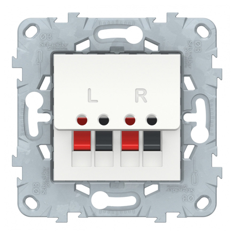 фото Розетка коммуникационная schneider electric unica new nu548618 скрытая установка белая два модуля аудио