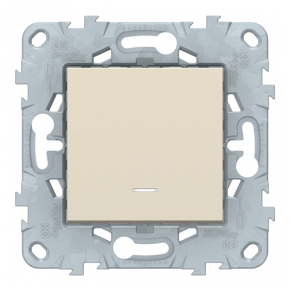 фото Переключатель schneider electric unica new nu520544n одноклавишный перекрестный скрытая установка бежевый с подсветкой
