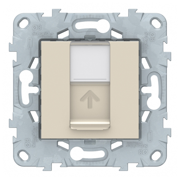 фото Розетка компьютерная schneider electric unica new nu541144 скрытая установка бежевая один модуль rj45 cat 5е utp