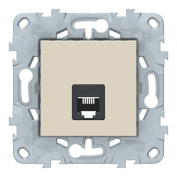 

Розетка телефонная Schneider Electric Unica NEW NU549244 скрытая установка бежевая один модуль RJ11, Бежевый