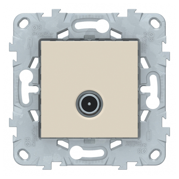 фото Розетка телевизионная schneider electric unica new nu546244 оконечная tv скрытая установка бежевая