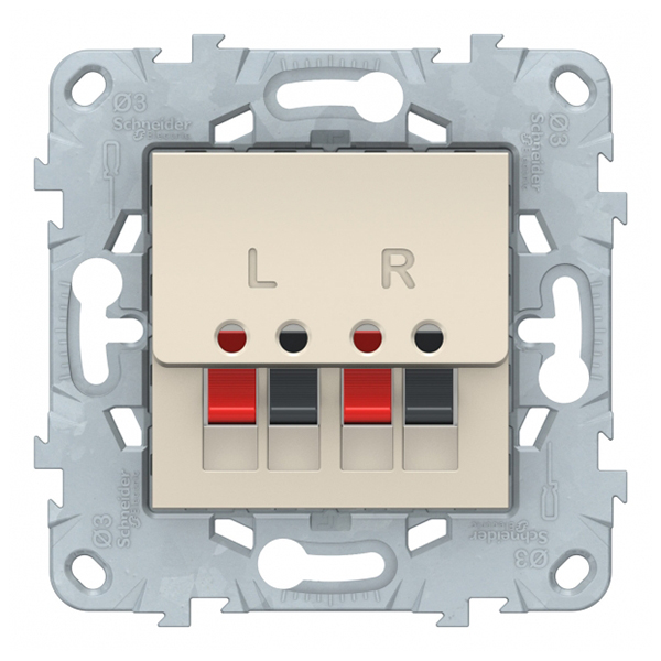 фото Розетка коммуникационная schneider electric unica new nu548644 скрытая установка бежевая два модуля аудио
