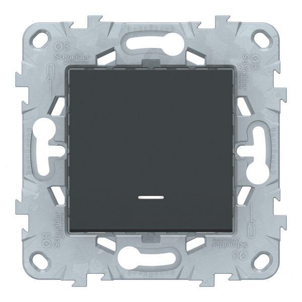 фото Выключатель schneider electric unica new nu520154n одноклавишный скрытая установка антрацит с подсветкой