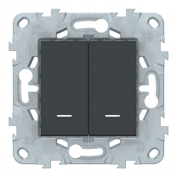 фото Выключатель schneider electric unica new nu521154n двухклавишный скрытая установка антрацит с подсветкой