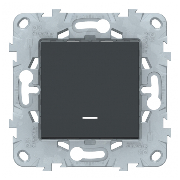 фото Переключатель schneider electric unica new nu520554n одноклавишный перекрестный скрытая установка антрацит с подсветкой