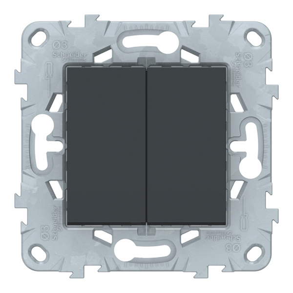 фото Переключатель schneider electric unica new nu521354 двухклавишный на 2 направления скрытая установка антрацит