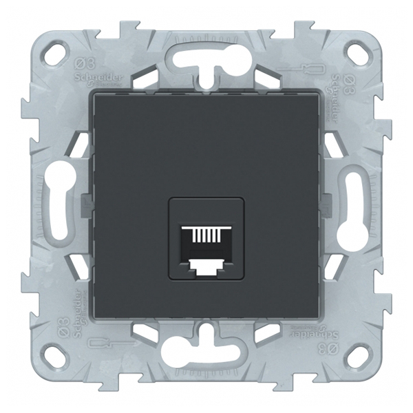 фото Розетка телефонная schneider electric unica new nu549254 скрытая установка антрацит один модуль rj11