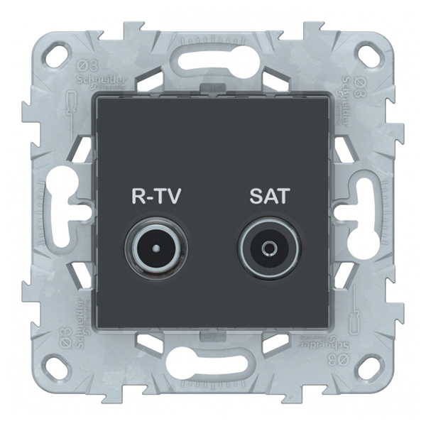 фото Розетка телевизионная schneider electric unica new nu545454 оконечная r-tv-sat скрытая установка антрацит