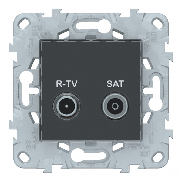 фото Розетка телевизионная schneider electric unica new nu545554 оконечная r-tv-sat скрытая установка антрацит