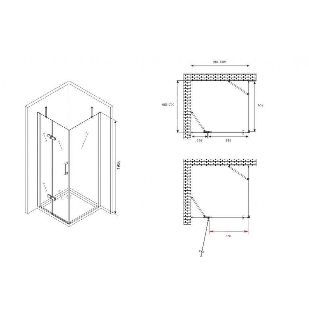 

Душевой уголок Abber Zart хром 100х70х195 см прямоугольник стекло прозрачное 6 мм (AG08100-S71)