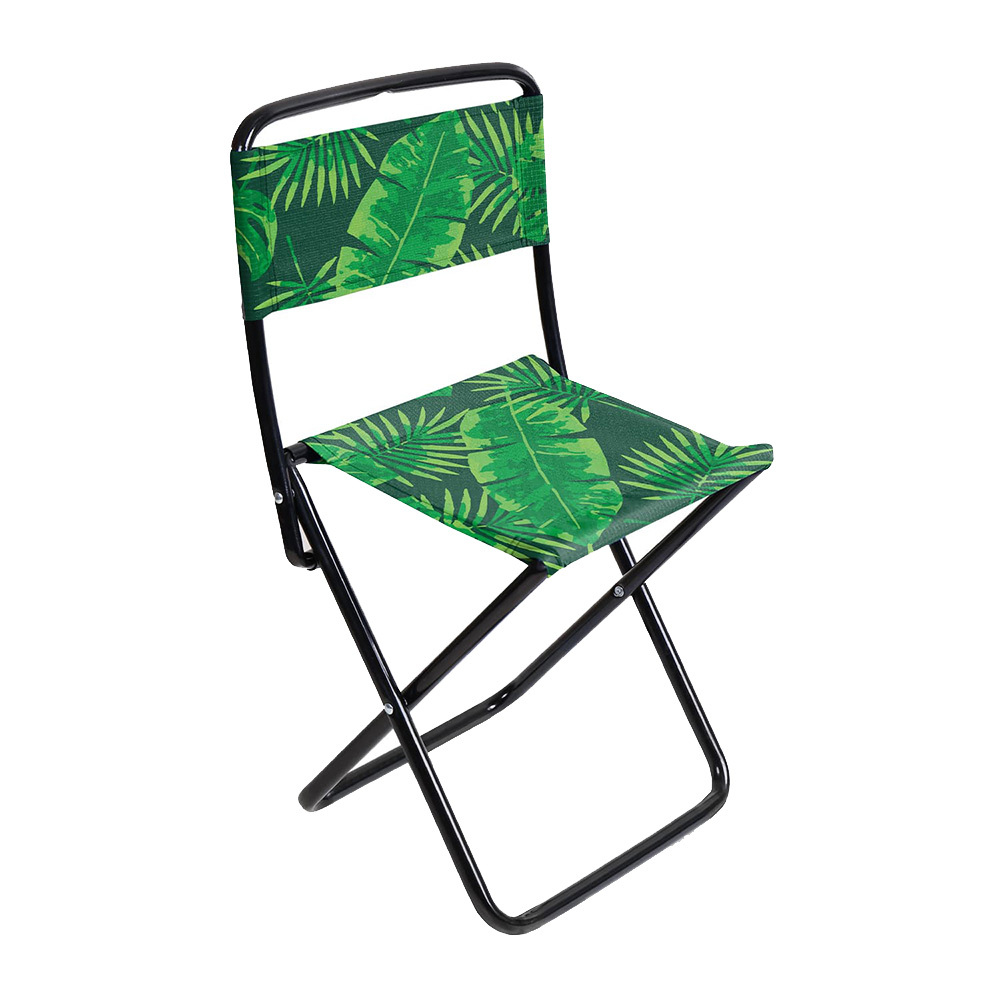 Стул складной Ника темный с тропическими листьями  385х365х645 мм походный со спинкой (ПС2/С) стул складной средний со спинкой