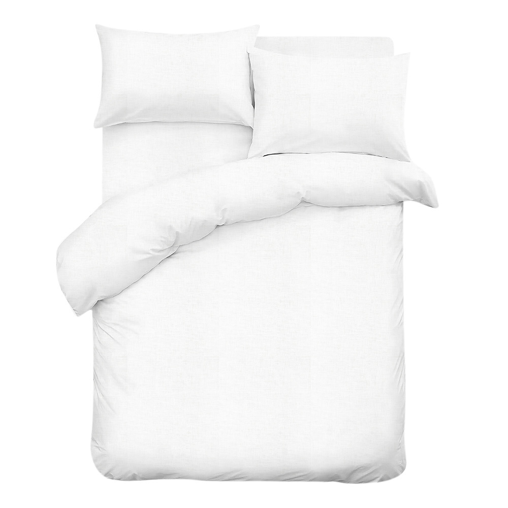 фото Комплект постельного белья 1,5-спальный сатин lorikeet solo белый с простыней на резинке 140х200х30 см