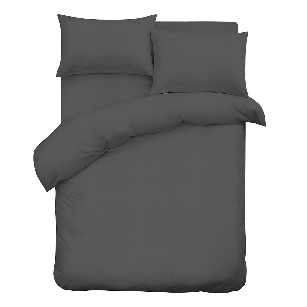 фото Комплект постельного белья 1,5-спальный сатин lorikeet solo графит с простыней на резинке 140х200х30 см