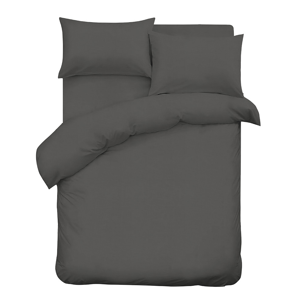 фото Комплект постельного белья 2-спальный сатин lorikeet solo графит с простыней на резинке 140х200х30 см