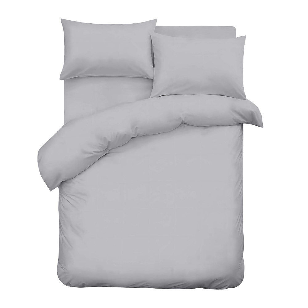 фото Комплект постельного белья 2-спальный сатин lorikeet solo серый с простыней на резинке 180х200х30 см