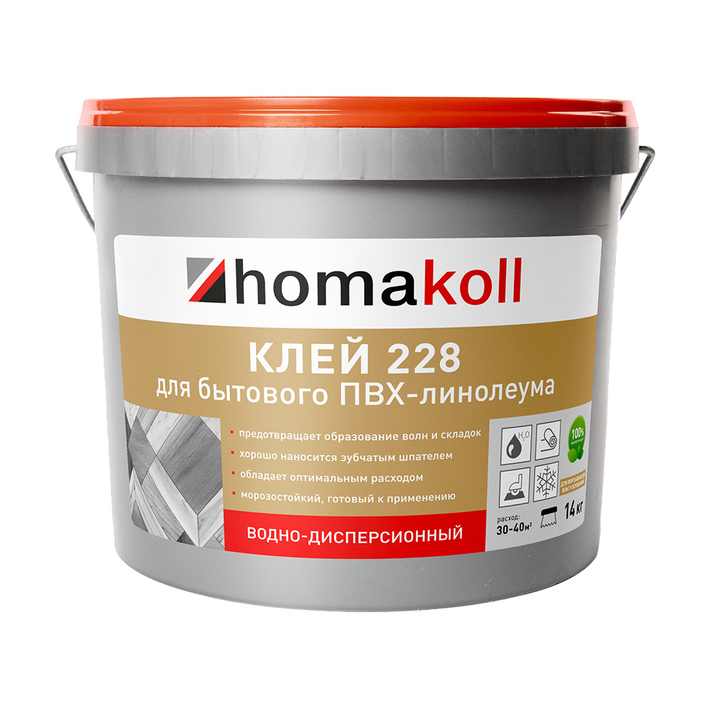 фото Клей акриловый для бытового пвх-линолеума homa homakoll 228 14 кг