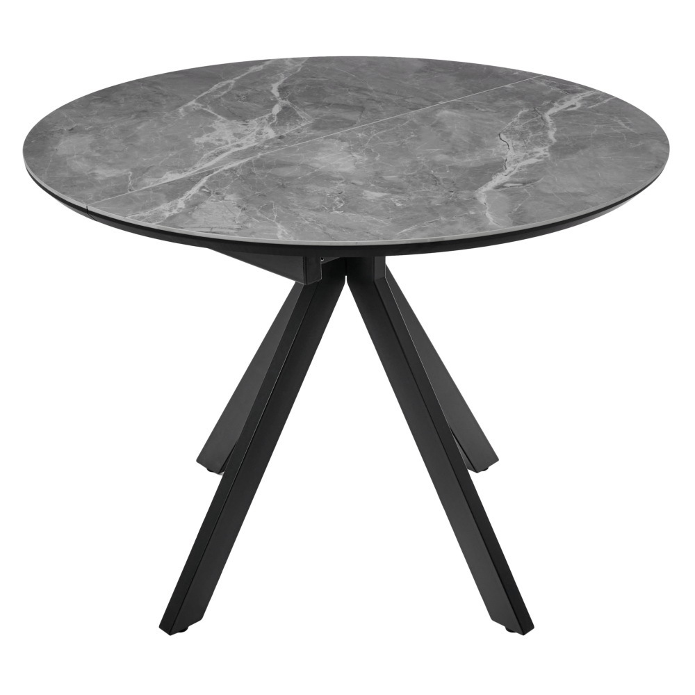 фото Стол кухонный раздвижной круглый d1 м серый мрамор/черный rudolf (rf 0643) bradex