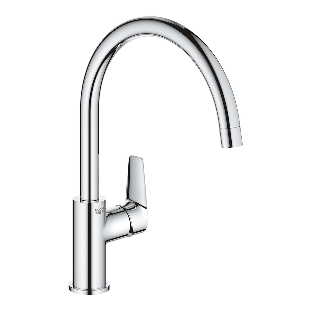 фото Смеситель для кухни grohe bauedge 31367001 dn15 с высоким поворотным изливом