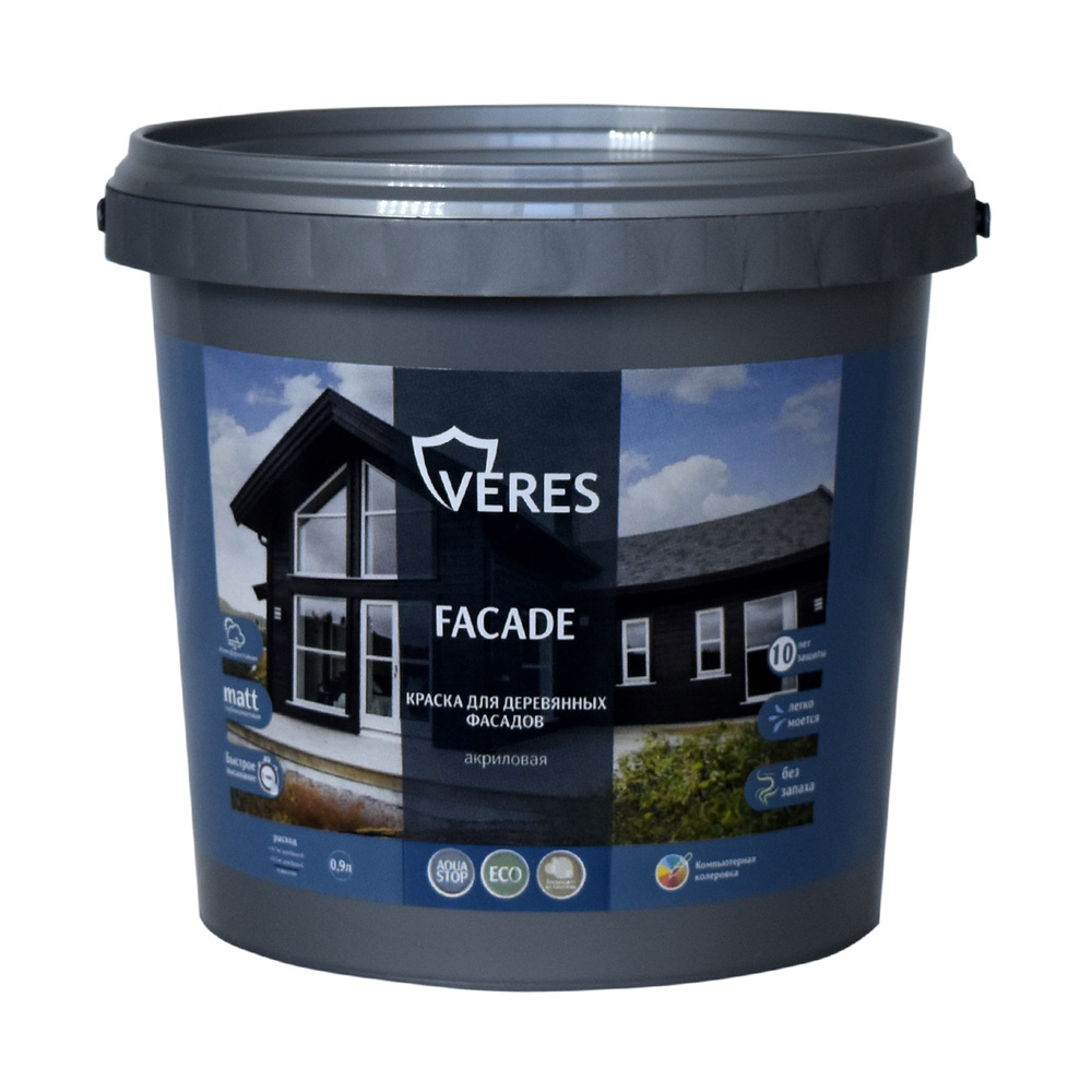 Краска фасадная Veres база С бесцветная 0,9 л (256900) — купить в Санкт ...