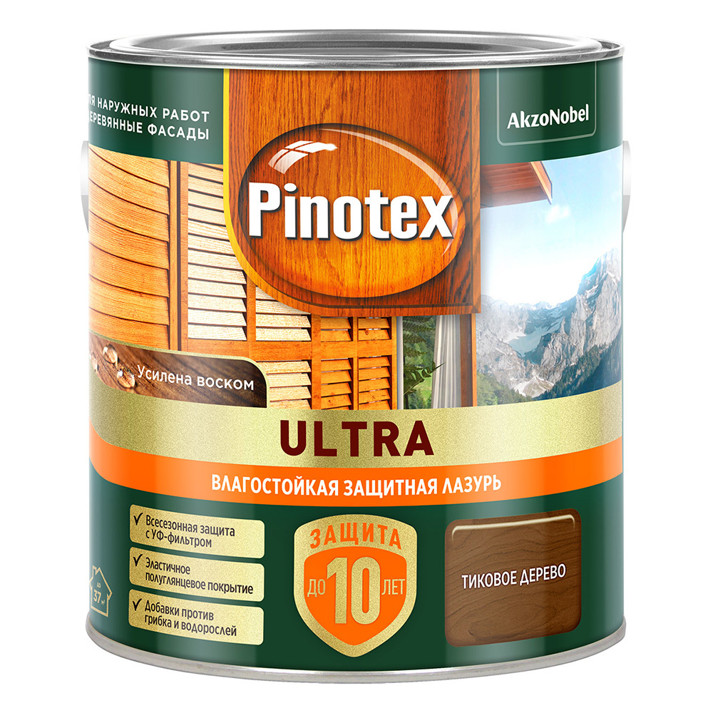 Антисептик Pinotex Ultra декоративный для дерева тиковое дерево 2,5 л Вид№2