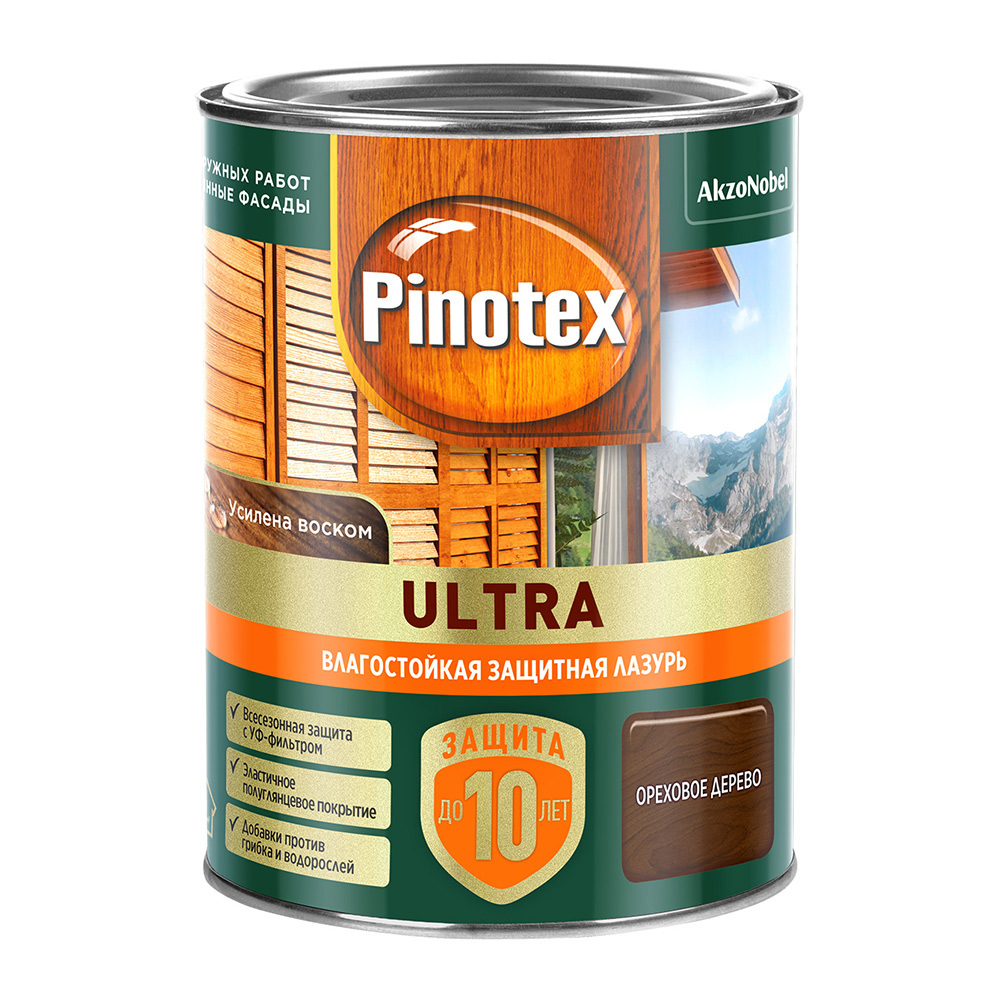 Антисептик Pinotex Ultra декоративный для дерева ореховое дерево 0,9 л Вид№2