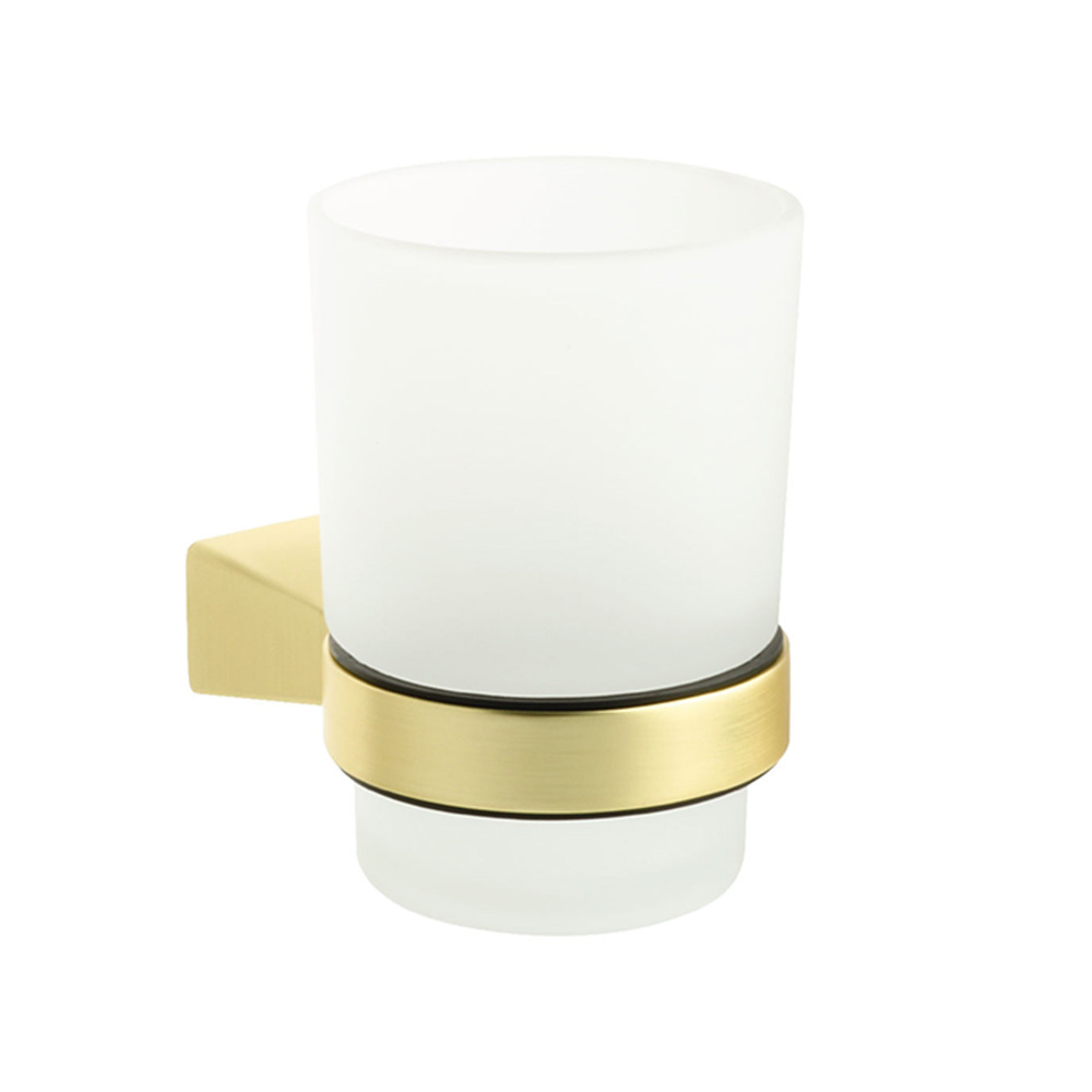 фото Стакан для ванной fixsen trend gold с держателем стекло матовый/металл (fx-99006)