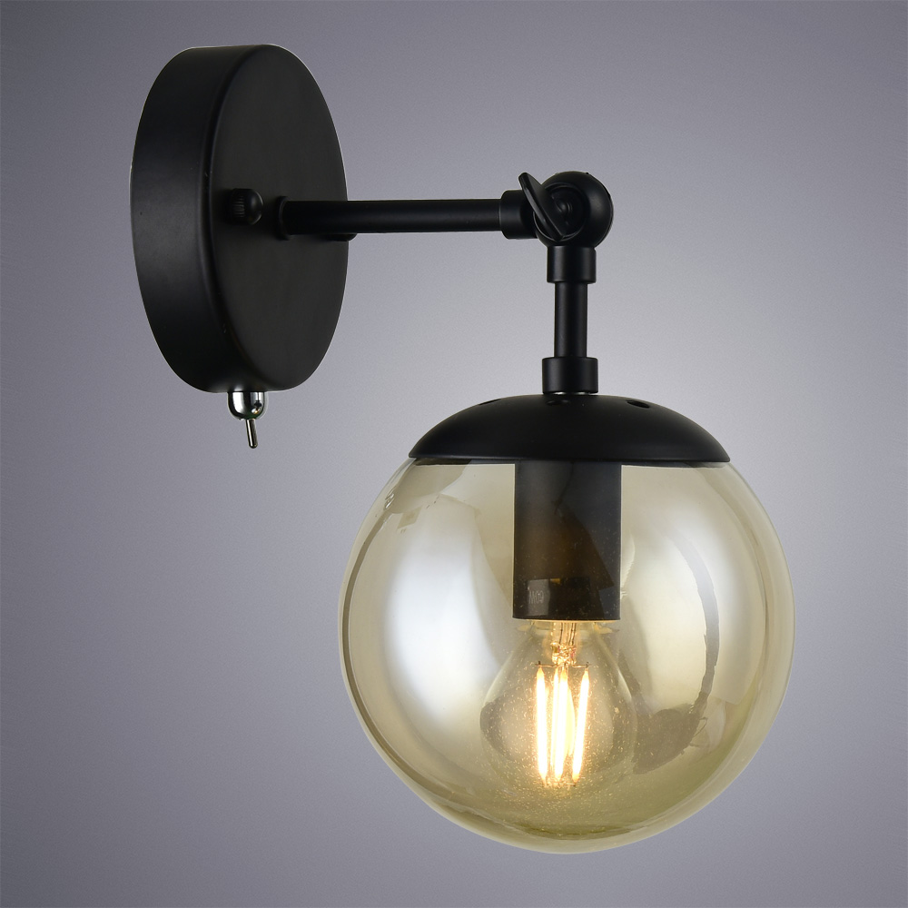 

Бра настенное ARTE LAMP BOLLA (A1664AP-1BK) E14 60 Вт 220 В IP20, Янтарный