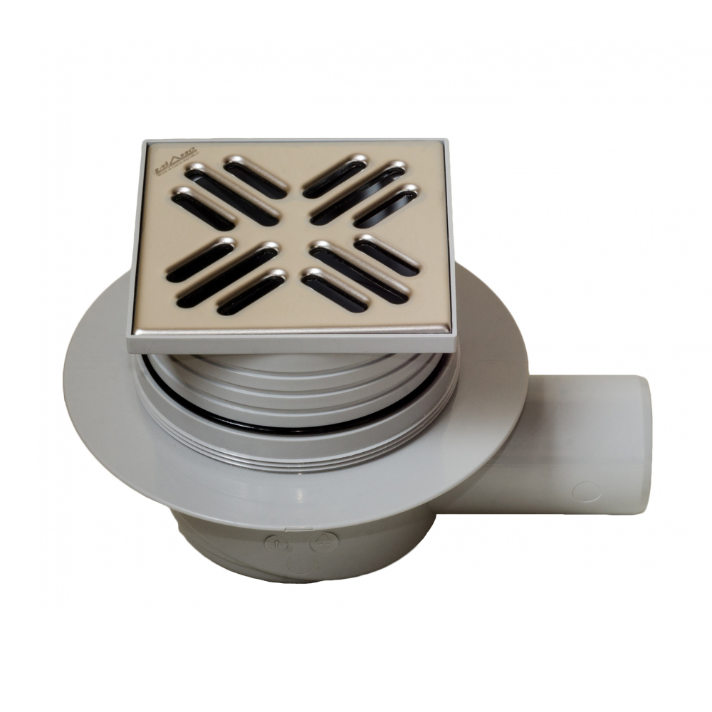 

Трап душевой горизонтальный Miano с гидрозатвором 105х105 мм d50 мм решетка из нержавеющей стали (MPVB-05001)