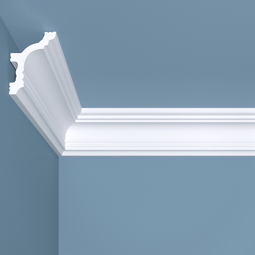 

Плинтус потолочный из экополимера ударопрочный  мм Bello Deco XPS К9, Белый