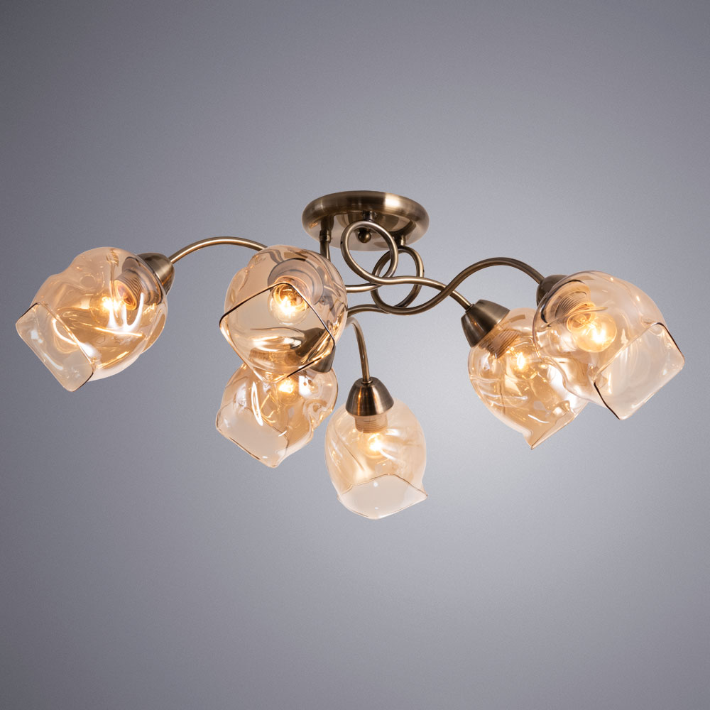 

Люстра подвесная ARTE LAMP RICCIO (A7758PL-6AB) E27 60 Вт 220 В IP20, Янтарный
