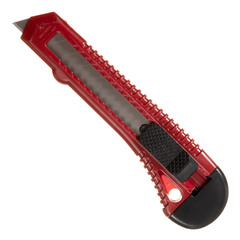 Нож строительный 18 мм с ломающимся лезвием пластиковый корпус красный