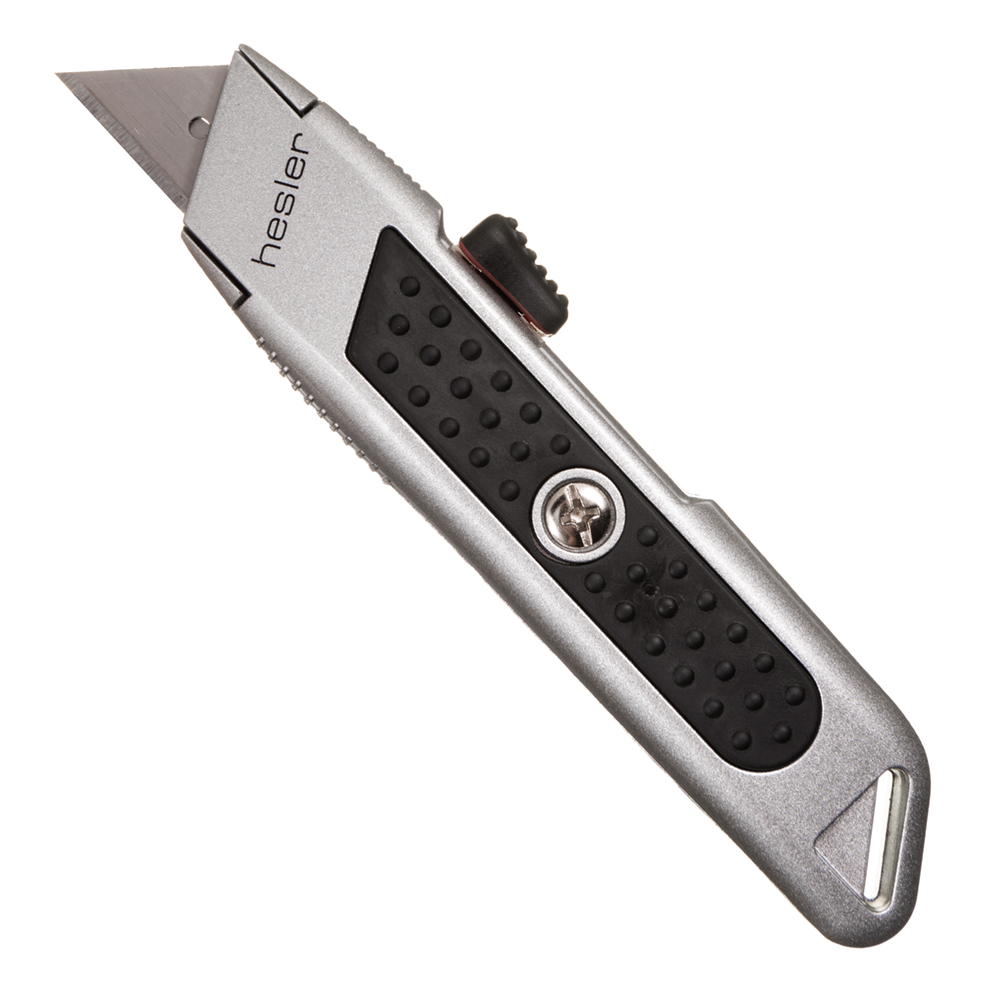 фото Нож строительный hesler 19 мм с трапециевидным выдвижным лезвием металлический корпус