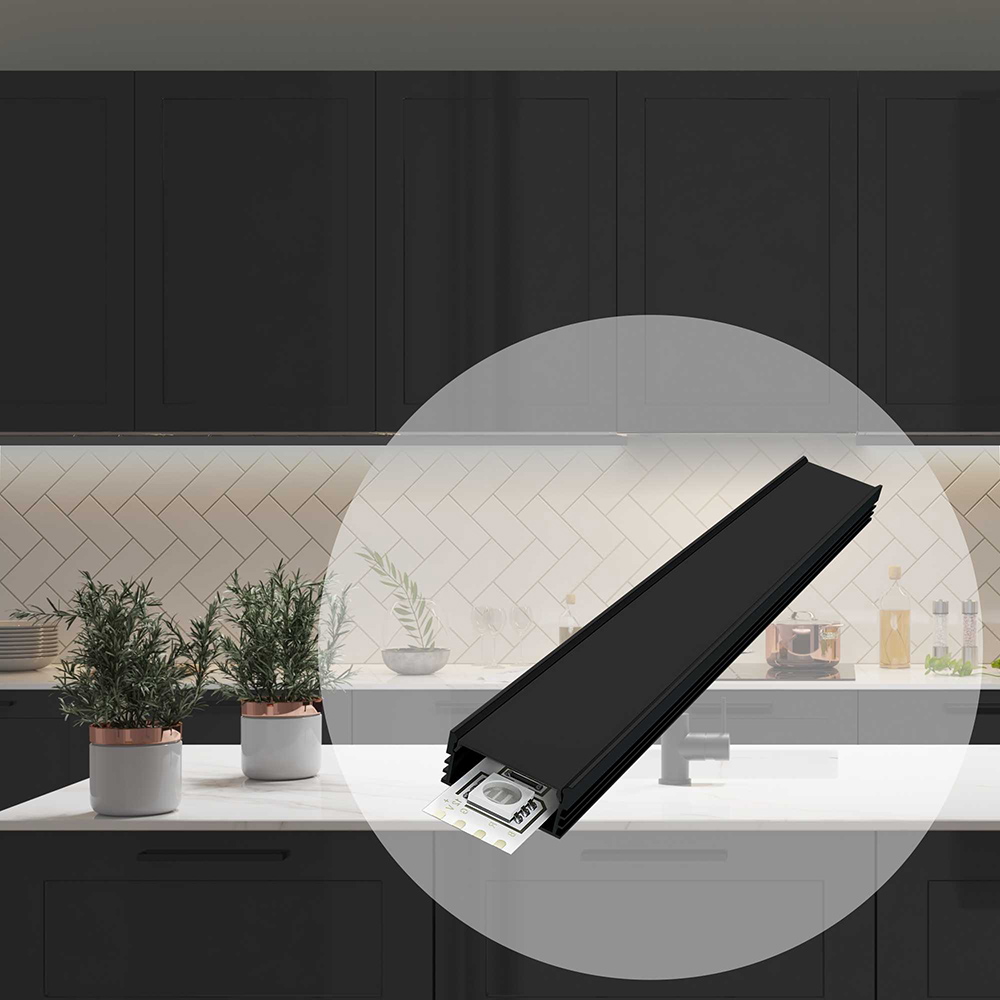 

Профиль для светодиодной ленты OGM (P8-10-Ч) 2 м П-образный накладной алюминий комплект